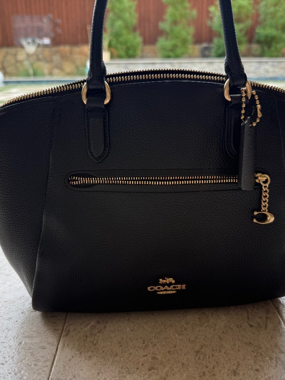 Coach Prairie Black Pebbled Leather Satchel Gold Hardware
